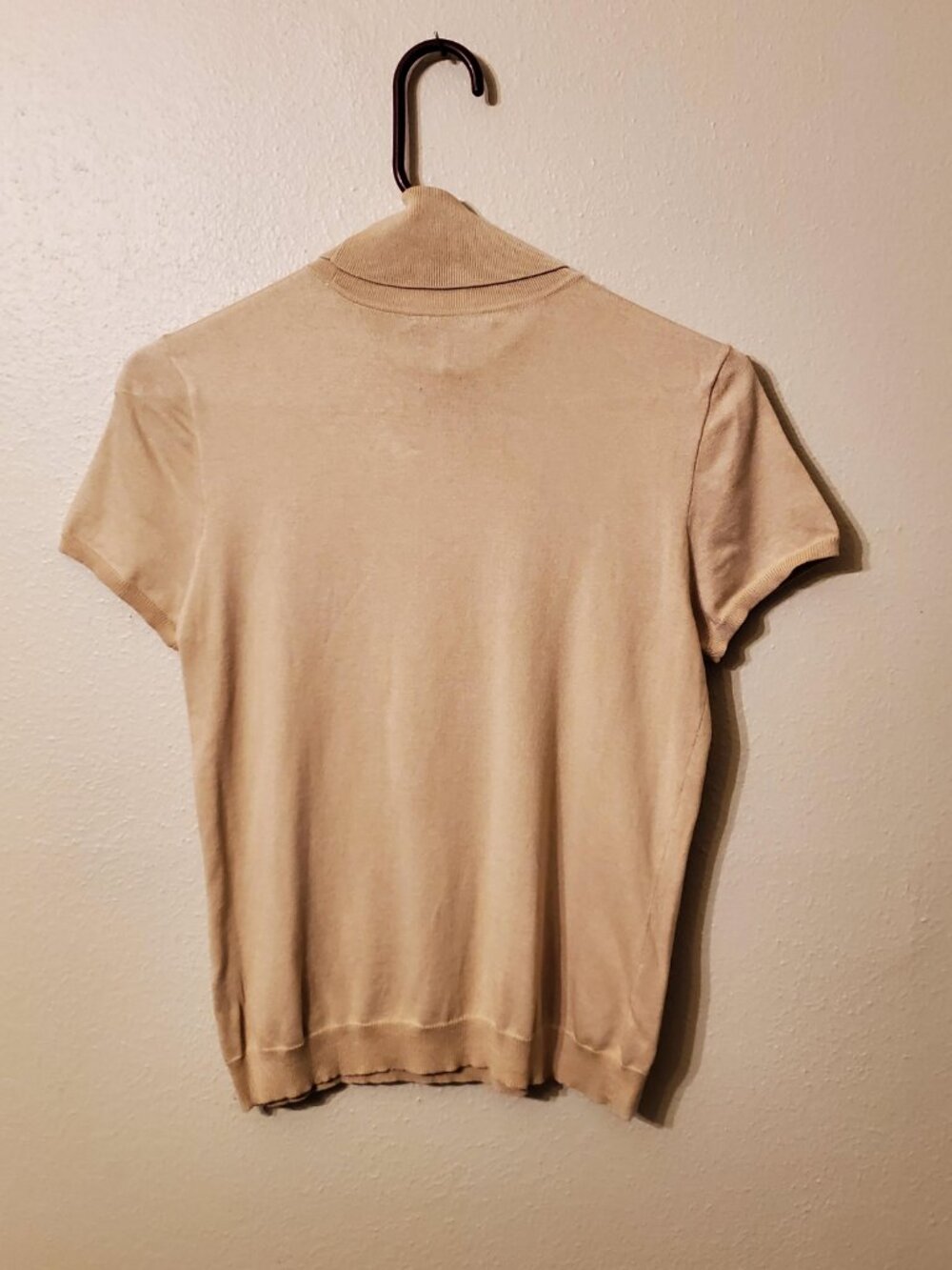 Lauren Ralph Lauren Tan Short Sleeve Turtleneck with Embroidered LRL Crest Small - Picture 2 of 8